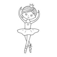 petite ballerine mignonne en chaussons de pointe, robe et couronne. illustration vectorielle isolée vecteur