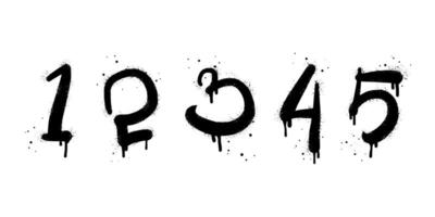 graffiti peint à la bombe du numéro sur le plateau. symbole de goutte à goutte de l'alphabet. isolé sur fond blanc. illustration vectorielle vecteur