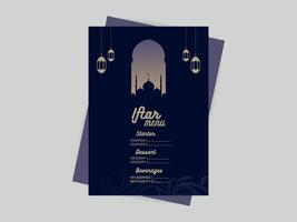 minimal iftar menu modèle conception pour Ramadan kareem vecteur