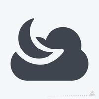 icône nuit nuageuse - style glyphe vecteur