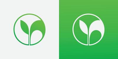 deux vert et blanc logos avec feuilles vecteur