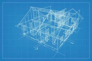 3d rendre de bâtiment filaire structure. la perspective filaire de maison extérieur. abstrait construction graphique idée. vecteur. vecteur