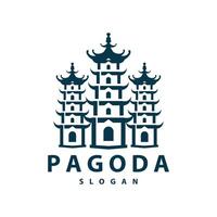 bouddhiste culture bâtiment pagode logo vecteur ancien conception Facile minimaliste illustration