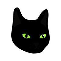 noir chat tête avec vert yeux icône vecteur illustration