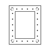 noir et blanc main tiré rectangle Cadre avec à pois frontière et quatre coin cœurs vecteur illustration