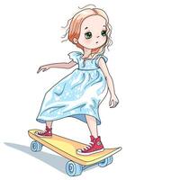 vecteur bébé fille skateur