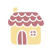 mignonne Jaune maison. Facile main tiré vecteur illustration. dessin animé plat kawaii cabane. griffonnage art. clipart isolé sur blanc Contexte. graphique élément pour conception de les enfants des produits.