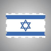 drapeau d'israël avec pinceau peint à l'aquarelle vecteur