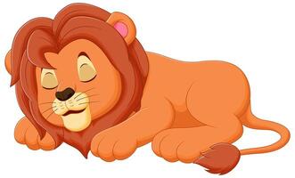 mignonne Lion dessin animé en train de dormir vecteur illustration. animal la nature icône concept isolé prime vecteur