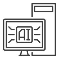 bureau ordinateur avec ai vecteur artificiel intelligence contour icône ou symbole