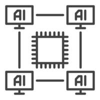 des ordinateurs avec ai puce vecteur artificiel intelligence La technologie contour icône ou symbole
