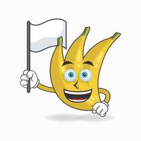 personnage mascotte banane tenant un drapeau blanc. illustration vectorielle vecteur