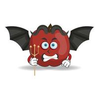 le personnage mascotte pomme devient un diable. illustration vectorielle vecteur