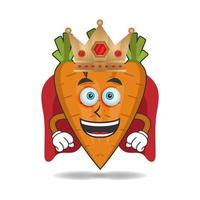 le personnage mascotte de la carotte devient un roi. illustration vectorielle vecteur