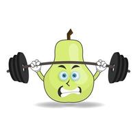 personnage de mascotte de goyave avec équipement de fitness. illustration vectorielle vecteur
