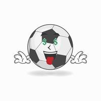 personnage de mascotte de ballon de football avec une expression de gagner de l'argent. illustration vectorielle vecteur