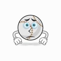 personnage de mascotte de baseball avec une expression triste. illustration vectorielle vecteur