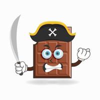 le personnage mascotte chocolat devient pirate. illustration vectorielle vecteur