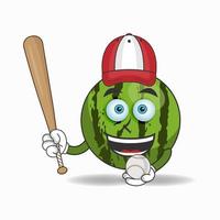 personnage mascotte pastèque avec équipement de jeu de baseball. illustration vectorielle vecteur