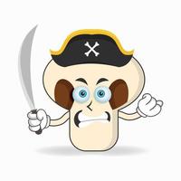 le personnage mascotte des champignons devient un pirate. illustration vectorielle vecteur