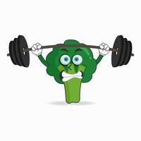 personnage de mascotte de brocoli avec équipement de fitness. illustration vectorielle vecteur