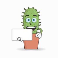 personnage de mascotte de cactus tenant un tableau blanc. illustration vectorielle vecteur