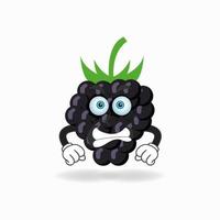 personnage de mascotte de raisin avec une expression en colère. illustration vectorielle vecteur