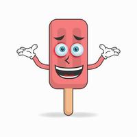 personnage de mascotte de crème glacée rouge avec une expression confuse. illustration vectorielle vecteur