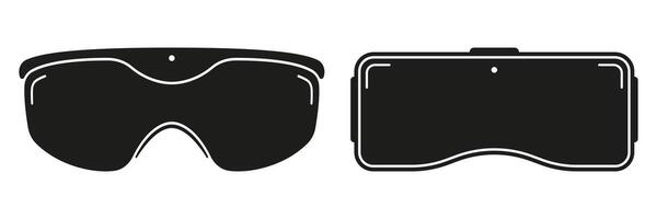 virtuel réalité des lunettes silhouette icône ensemble. vr des lunettes de protection symbole collection. vidéo Jeu casque glyphe pictogramme. jeu La technologie solide signe. isolé vecteur illustration