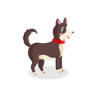 illustration de une marron et blanc dessin animé chien portant une rouge collier sur une blanc Contexte vecteur