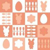 Suisse style monochrome Pâques modèle avec lapins, des œufs et fleurs. impression pour papier, textile et tissu. parfait surface conception. vecteur