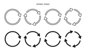 ensemble d'icônes vectorielles de flèche de cercle. icône de recyclage. flèches vectorielles circulaires. Actualiser et recharger l'icône de flèche. symbole de cycle de répétition. infographie isolé sur fond blanc vecteur