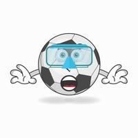 le personnage mascotte du ballon de football plonge. illustration vectorielle vecteur