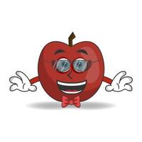 le personnage mascotte pomme devient un homme d'affaires. illustration vectorielle vecteur
