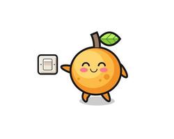 le fruit orange de dessin animé éteint la lumière vecteur