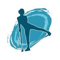 silhouette de une sportif femme à Gym faire des exercices en utilisant tirer corde. aptitude exercice cordons tirer corde étendue la résistance entraînement. vecteur