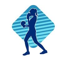 silhouette de femme boxe athlète dans action pose. silhouette de une femelle portant boxe gants pour boxe sport. vecteur