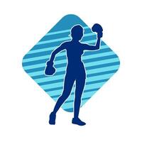 silhouette de femme boxe athlète dans action pose. silhouette de une femelle portant boxe gants pour boxe sport. vecteur