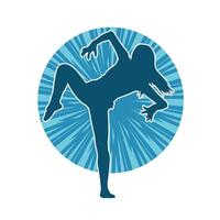 silhouette de une femelle Danseur dans action pose. silhouette de une svelte femme dans dansant pose. vecteur