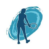 silhouette de une femelle tennis joueur dans action pose. silhouette de une femme en jouant tennis sport avec raquette. vecteur