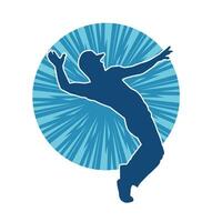 silhouette de une Masculin Danseur dans action pose. silhouette de une svelte homme dans dansant pose. vecteur