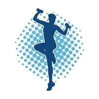 silhouette de svelte femelle Faire exercer. silhouette de une sportif femme Faire Gym faire des exercices pose. vecteur