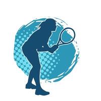 silhouette de une Masculin tennis joueur dans action pose. silhouette de une homme en jouant tennis sport avec raquette. vecteur