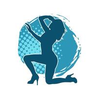 silhouette de une femelle Danseur Faire main supporter pose. silhouette de une femme dansant pose. vecteur
