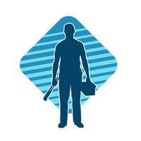silhouette de homme dans construction ouvrier costume. silhouette de construction ouvrier Masculin dans pose. vecteur