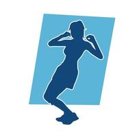 silhouette de svelte femelle Faire exercer. silhouette de une sportif femme Faire Gym faire des exercices pose. vecteur