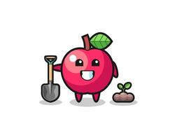 dessin animé mignon de pomme plante une graine d'arbre vecteur