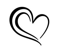 Signe d&#39;amour coeur dessiné à la main. Symbole d&#39;icône illustration vectorielle calligraphie romantique pour t-shirt, carte de voeux, mariage affiche. Élément plat design de la Saint-Valentin vecteur