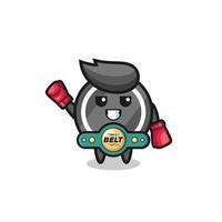 personnage de mascotte de boxeur de rondelle de hockey vecteur