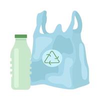 Plastique sac recyclage avec bouteille Plastique illustration vecteur